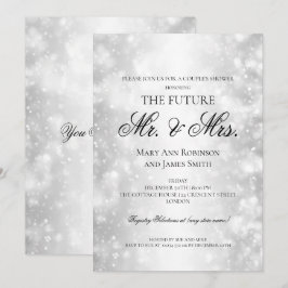 Mr Mrs. Couples Dusche Silver Shimmer Lights Einladung