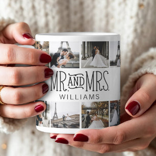 Mr & Mrs Custom Foto Hand Lettered Kaffeetasse