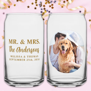 Mr & Mrs Custom Foto Moderne Gold Elegante Hochzei Dosenglas