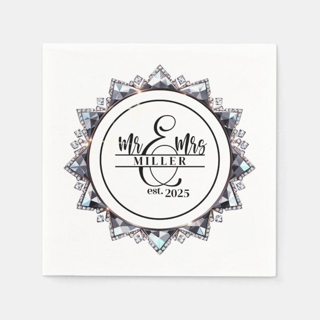 Mr. & Mrs. Custom Name  Napkins Serviette (Vorderseite)