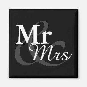 Mr&Mrs einfache elegante Typografie-Gastgeschenk Magnet