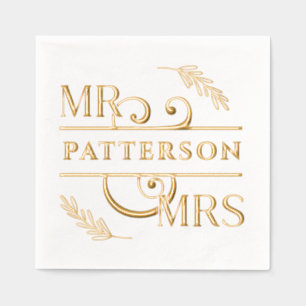 Mr & Mrs. Elegant Floral Wedding Servietten Mit Folie