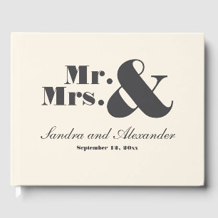 Mr.& Mrs. Elegant Modern Minimal Elfenbeinhochzeit Gästebuch