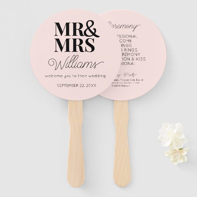 Mr & Mrs Elegant Modern Minimalistisch Wedding Pro Fächer (Vorne und Hinten)