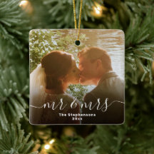 Mr & Mrs. Elegant Script Overlay Doppelseitiges Fo