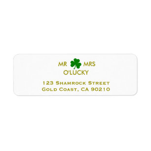 MR & MRS. Elegantes Irish Kleeblatt Label Template