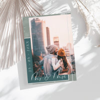 Mr & Mrs Emerald Green White Script Foto