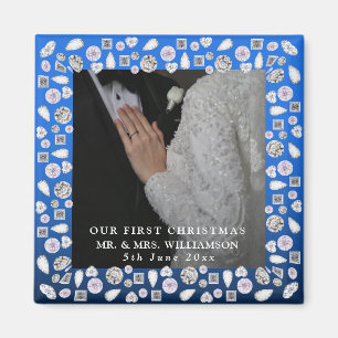 Mr & Mrs. First Christmas Foto Wedding Magnet