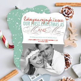 Mr & Mrs. First Christmas Mistletoes Foto Wedding Feiertagskarte