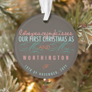 Mr & Mrs. First Christmas Mistletoes Foto Wedding Ornament