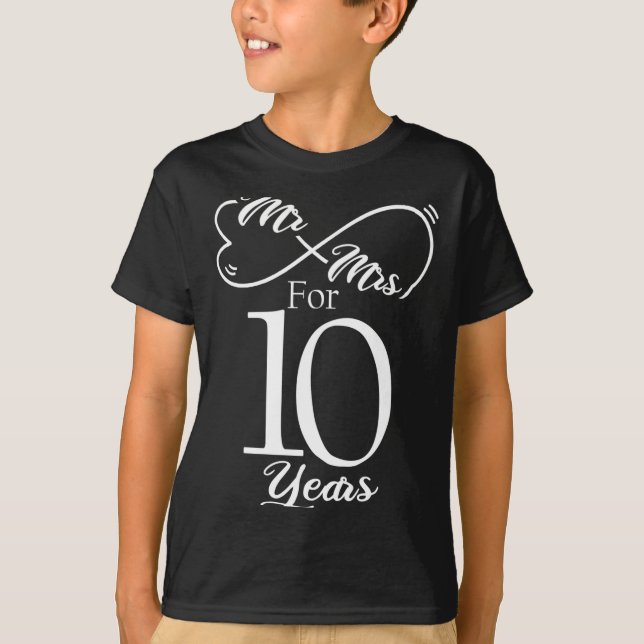 Mr Mrs For 10 Years 1st Wedding Anniversary  T-Shirt (Vorderseite)