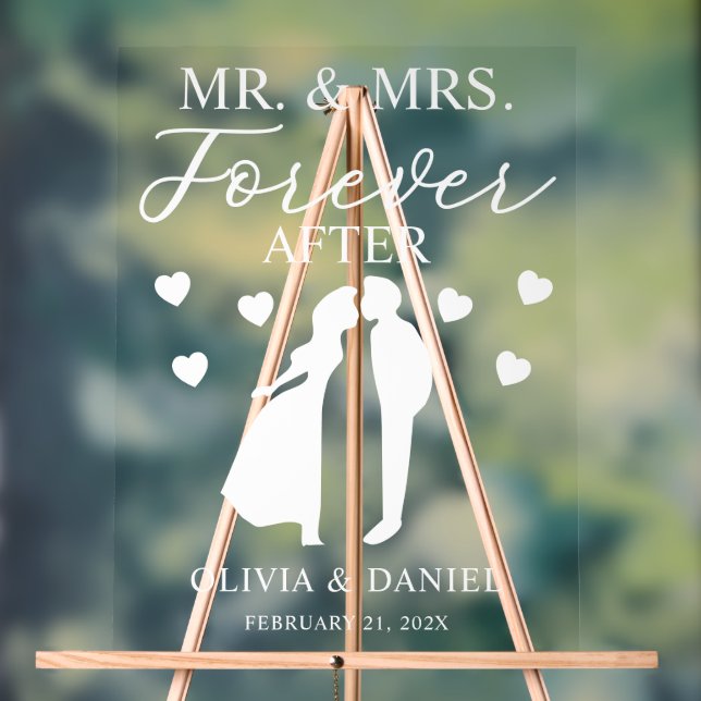 Mr. & Mrs. Forever After Personalized Wedding Acrylschild (Neutral)