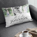 Mr & Mrs. Foto Collage Modernes Monogram Kissen<br><div class="desc">Dieses moderne Multi-Foto "Mr. & Mrs." Kissen mit eigenen Fotos und Text.</div>