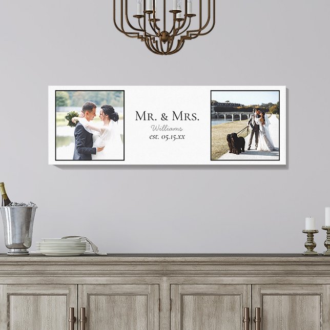 Mr & Mrs. Foto Script Namen Wedding Date Keepake Leinwanddruck (Von Creator hochgeladen)