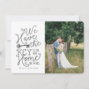 Mr. & Mrs. Foto Wir haben den Schlüssel zu unserem Ankündigung