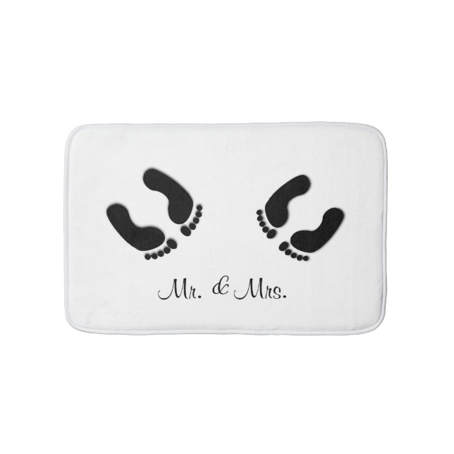 Mr & Mrs Funny Foot Print White Badematte (Vorderseite)