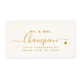 Mr. & Mrs. Gold Schrift Hochzeitsrücksendeadresse