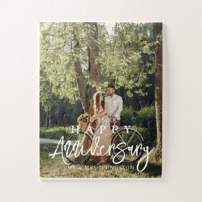 Mr & Mrs Happy Wedding Anniversary Custom Foto Puzzle (Vertikal)