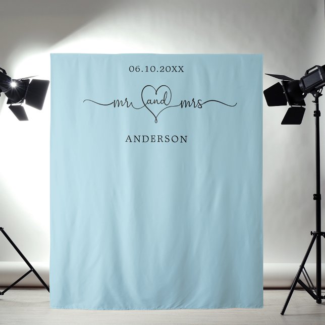 Mr mrs heart Foto hellblaue Hochzeit Wandteppich (Von Creator hochgeladen)