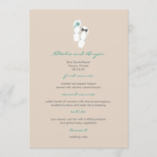 Mr & Mrs. Hibiskus Flip Flops Wedding Menu Card Menükarte