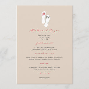 Mr & Mrs. Hibiskus Flip Flops Wedding Menu Card Menükarte
