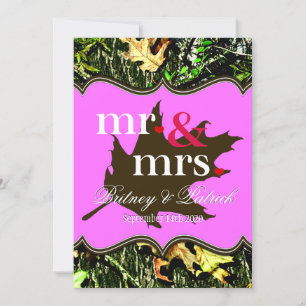 Mr & Mrs Hunting Camouflage Pink Wedding Einladung