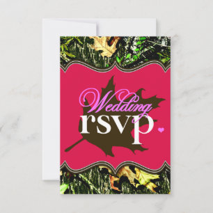 Mr & Mrs Junting Camouflage Hot Pink Wedding RSVP Karte