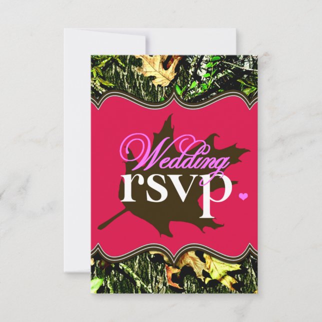 Mr & Mrs Junting Camouflage Hot Pink Wedding RSVP  Karte (Vorderseite)