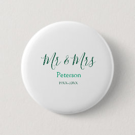 Mr & Mrs last name married year wedding engagement Button