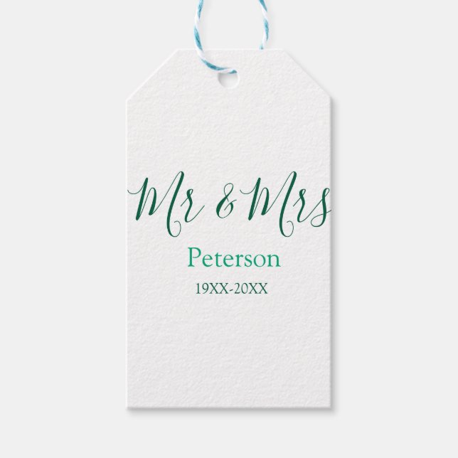 Mr & Mrs last name married year wedding engagement Geschenkanhänger (Vorderseite)