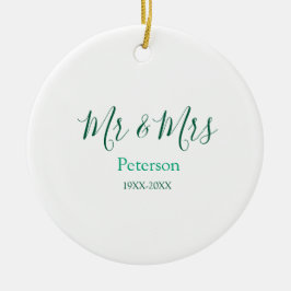 Mr & Mrs last name married year wedding engagement Keramik Ornament