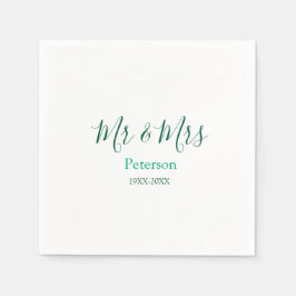 Mr & Mrs last name married year wedding engagement Serviette