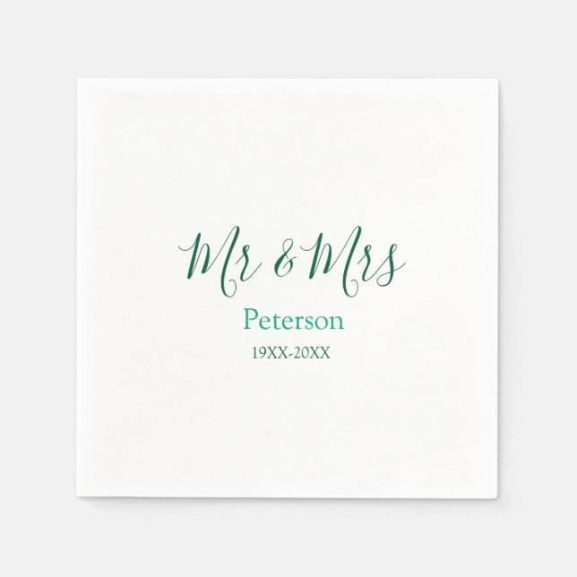 Mr & Mrs last name married year wedding engagement Serviette (Vorderseite)