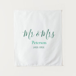 Mr & Mrs last name married year wedding engagement Wandteppich