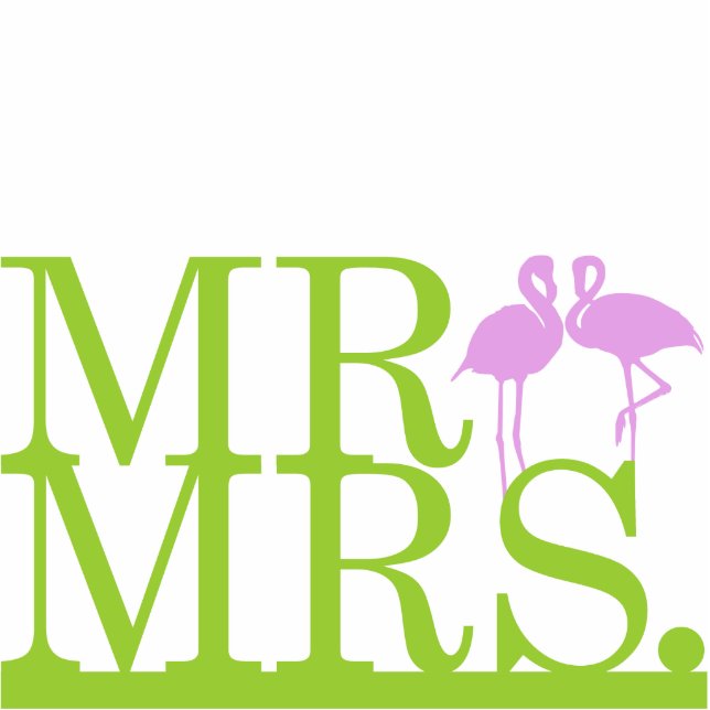 Mr & Mrs. Limon & Lavender Flamingos Cake Topper Freistehende Fotoskulptur (Vorne)
