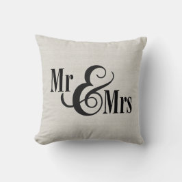 "Mr & Mrs." mit Nachname und Est Datum Kissen