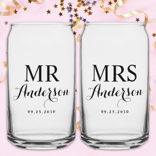 Mr & Mrs Modern Elegant Individuelle Name Date Wed Dosenglas