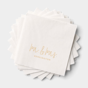 Mr & Mrs Modern Script Individuelle Name Wedding G Servietten Mit Folie