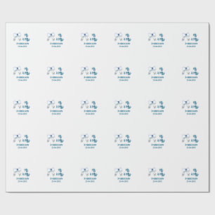 Mr. & Mrs. Name Datum Gastgeschenk Hochzeit blau g Geschenkpapier