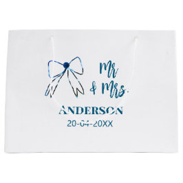 Mr. & Mrs. Name Datum Gastgeschenk Hochzeit blau g Große Geschenktüte