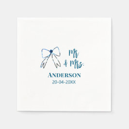Mr. & Mrs. Name Datum Gastgeschenk Hochzeit blau g Serviette