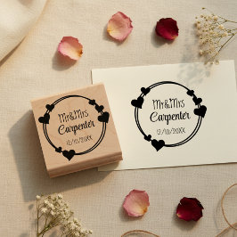 Mr&Mrs Names and Wedding Date Romantic Stamp Gummistempel