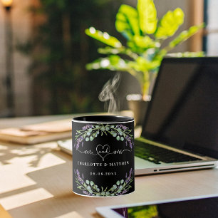 Mr mrs new weds lavender schwarzen Hochzeit Tasse