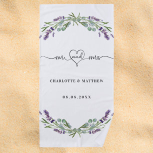 Mr mrs new-weds lavender wedding strandtuch