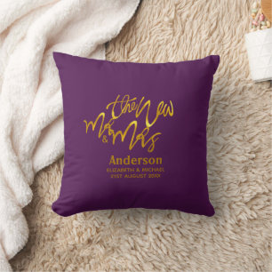 MR & MRS. Newlyweds Just Married Magenta Gold GIFT Kissen