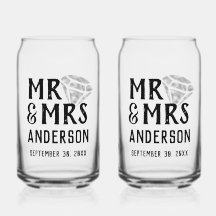 Mr & Mrs. Personalisiert Beer Glass Can Set