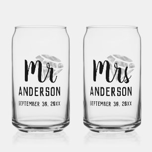 Mr & Mrs. Personalisiert Beer Glass Can Set Dosenglas