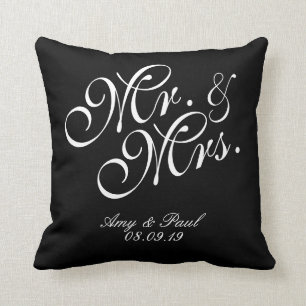 Mr&Mrs. Personalisiert Black Kissen