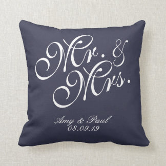 Mr&Mrs. Personalisiert Blue Kissen