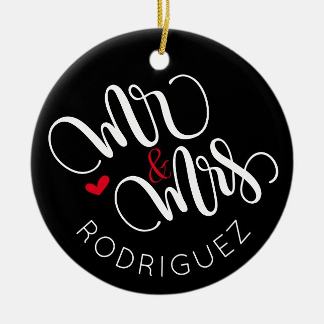 Mr. & Mrs. - Personalisierte Hochzeitsdekoration Keramik Ornament (Vorne)